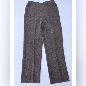 Women’s Pants Brown Tweed Textured Knit Pull-On Straight Leg Preppy Sz 10 short
